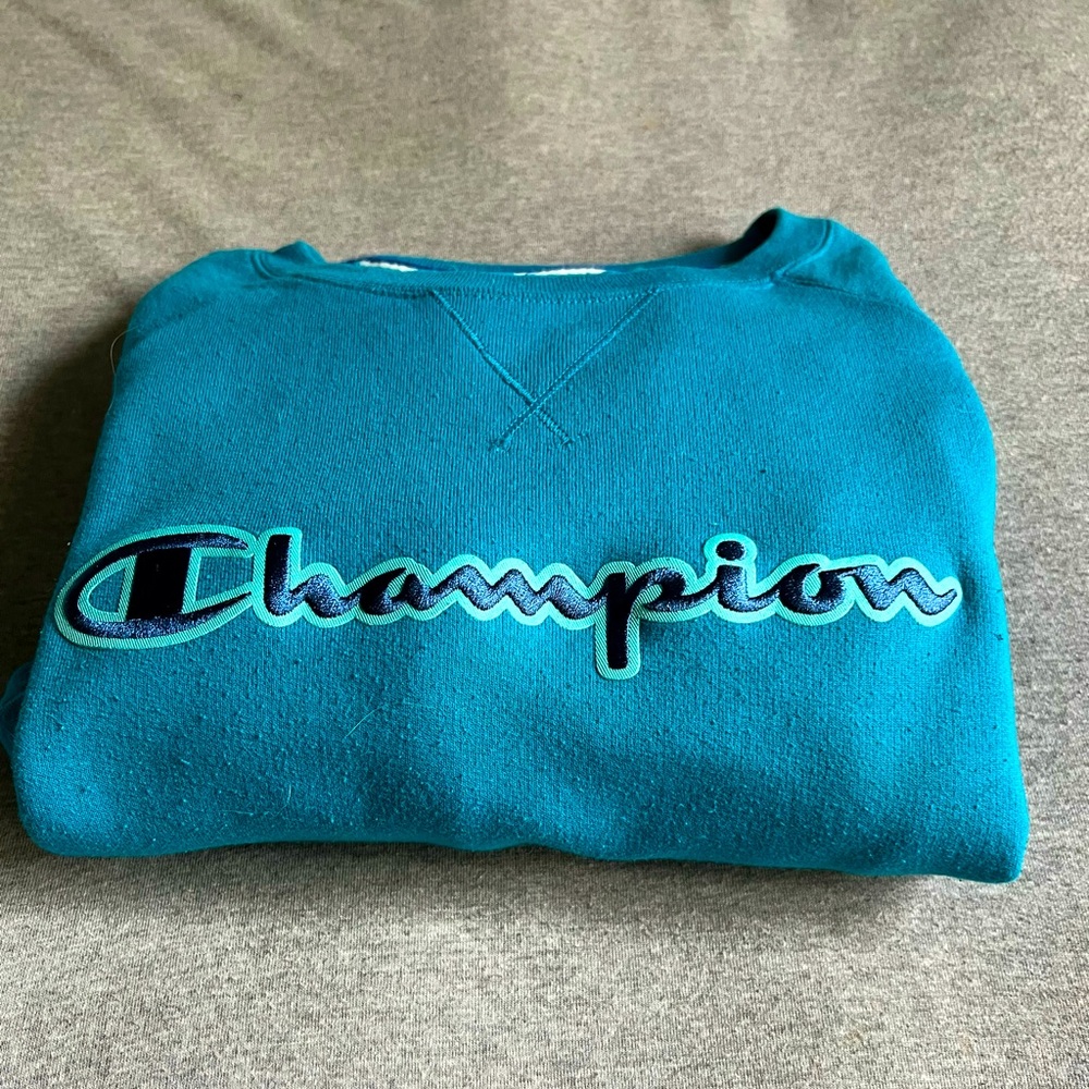 women’s champion authentic athletic wear teal crew neck